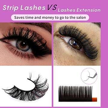 Focipeysa False Lashes Natural Look 14-17mm Fluffy Faux Mink Lashes D Curl