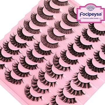 Focipeysa 20 Pairs Natural Look Faux Mink Lashes Pack