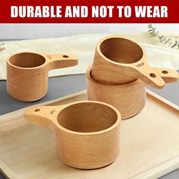Paincco Wood Measuring Cups Set of 4, Handcrafted with Wood Polish Finish, Natural Wooden Measuring Cups for Measuring Dry Ingredients for Cooking Baking, Easy to Clean