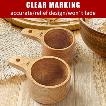 Paincco Wood Measuring Cups Set of 4, Handcrafted with Wood Polish Finish, Natural Wooden Measuring Cups for Measuring Dry Ingredients for Cooking Baking, Easy to Clean