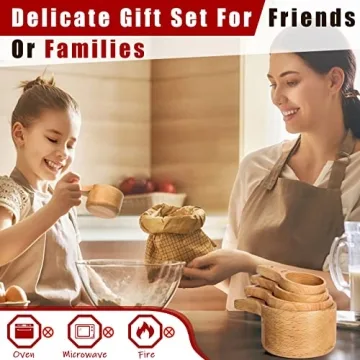 Paincco Wood Measuring Cups Set of 4, Handcrafted with Wood Polish Finish, Natural Wooden Measuring Cups for Measuring Dry Ingredients for Cooking Baking, Easy to Clean