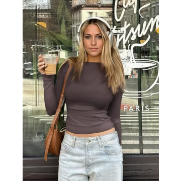 Abonlen Women's Long Sleeve Basic Cotton Tee Shirts