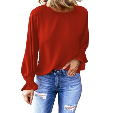 Dokotoo Plus Size Bell Sleeve Tunic Top Red XX-Large