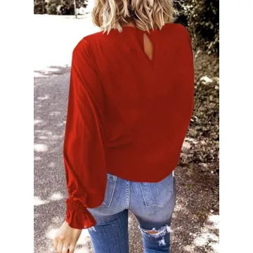 Dokotoo Plus Size Bell Sleeve Tunic Top Red XX-Large