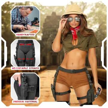 Black Widow Costume Accessories, Lara Croft Holster Belt Outfit,Tomb Rider Leg Holster Strap, Swat Cop Accessories For Women (Black)