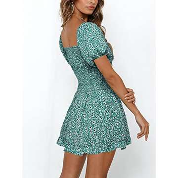 Jeanewpole1 Women Shirred Smocked Tube Top Short Wide Leg Pants Romper Jumpsuit Green