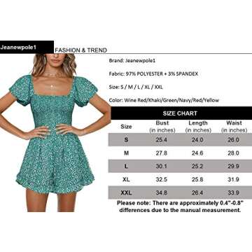 Jeanewpole1 Women Shirred Smocked Tube Top Short Wide Leg Pants Romper Jumpsuit Green