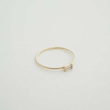 Honeycat Tiny Baguette Crystal Ring in 18k Gold Plate | Minimalist, Delicate Jewelry (Twist/G/6)