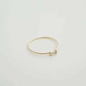 Honeycat Tiny Baguette Crystal Ring in 18k Gold Plate | Minimalist, Delicate Jewelry (Twist/G/6)