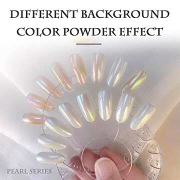 2 Pcs White Pearl Chrome Nail Powder,Mirror Effect Aurora Magic Pearlescent Nail Jewelry Glitter Holographic Pigment Symphony Mermaid Pearl Neon Ice Aurora Dust Nail Powder,DIY Nail Art Decorations