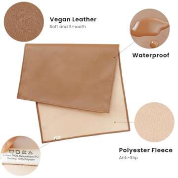 Konssy Faux Leather Baby Changing Mat 2 Pack, Waterproof, Wipeable & Portable Diaper Changing Pad fo...