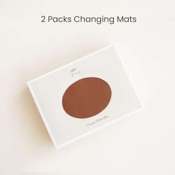 Konssy Faux Leather Baby Changing Mat 2 Pack, Waterproof, Wipeable & Portable Diaper Changing Pad for Travel or Home, Foldable Mat Fits Perfectly in Diaper Bag, 30 x 17 inches (Brown,Beige)