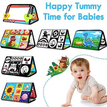 Aboosam Tummy Time Baby Mirror Toys 0-6 6-12 Months - Montessori Infant Toys Brain Development with ...