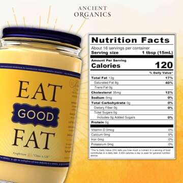 Ancient Organics Ghee, Organic Grass Fed Ghee Butter – Gluten Free Ghee, Clarified Butter, Vitamin...