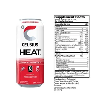 CELSIUS HEAT Inferno Punch Energy Drink Zero Sugar 12 Pack