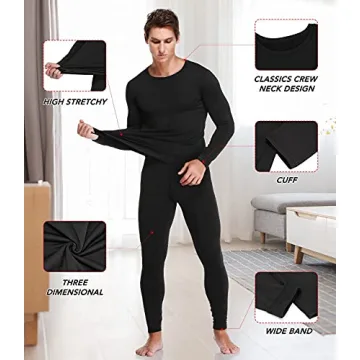 JZCreater Fleece Lined Thermal Underwear Set for Men