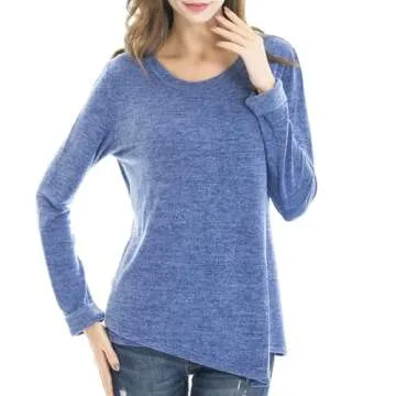 Bearsland Women's Maternity Clothes Comfy Long Sleeves Breastfeeding shirts and Nursing Tops Sky Blue