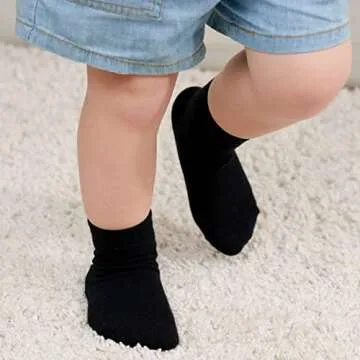 ZAPLES Baby Non Slip Grip Crew Socks with Anti Skid Soles for Infants Toddlers Kids Boys Girls, Assorted 12 Pack, 6-12 Months