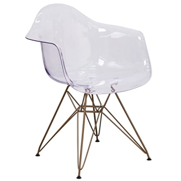 Flash Furniture Allure Transparent Accent Chair with Gold Legs