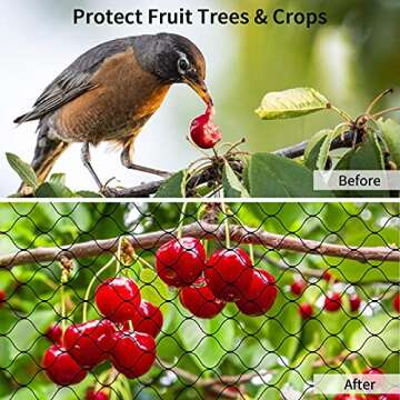 WOSCMI 50' x 50' Bird Netting Nylon for Garden Fruit Trees Chicken Coop Poultry Netting with 3/4'' Mesh Size