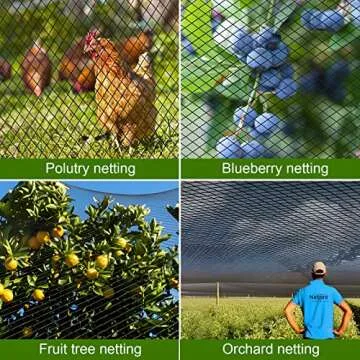 WOSCMI 50' x 50' Bird Netting Nylon for Garden Fruit Trees Chicken Coop Poultry Netting with 3/4'' Mesh Size