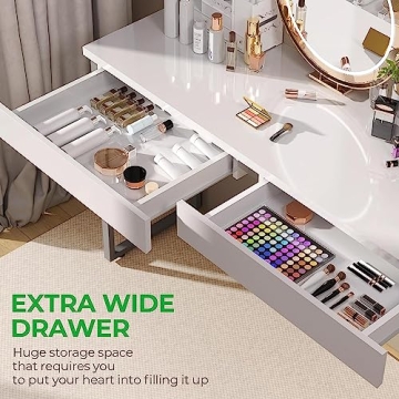 Elegant GreenForest Vanity Desk with Gliding Drawers