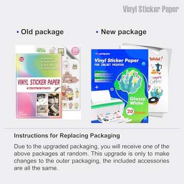 20 Glossy Sticker Paper for Inkjet Printer- Waterproof Paper Printable Vinyl White Decal Sheets A4 -...