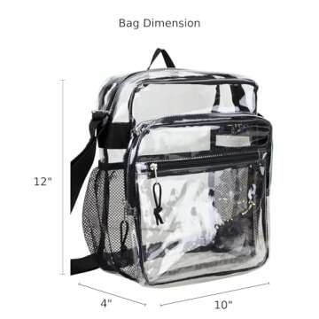 Eastsport Clear Bag for Stadium Approved Stadium Events 12×4×10 Clear Tote Lunch Bag with Reinforc...
