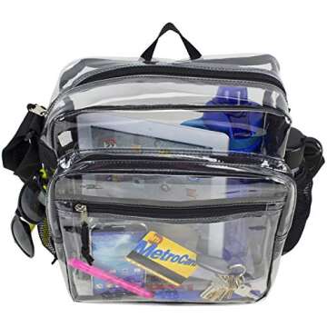 Eastsport Clear Bag for Stadium Approved Stadium Events 12×4×10 Clear Tote Lunch Bag with Reinforced Straps for Work and Sporting Events