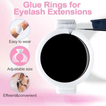 NXJ INFILILA Glue Rings, 600PCS Disposable Lash Extension Supplies, Adjustable Plastic Holder Rings for Beauty, Convenient for Makeup, Nail Art, Tattoo