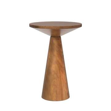COZAYH Small Pedestal End Table Round Farmhouse Martini Table Wood Plant Stand Rustic Drink Table for Small Space Living Room, Walnut