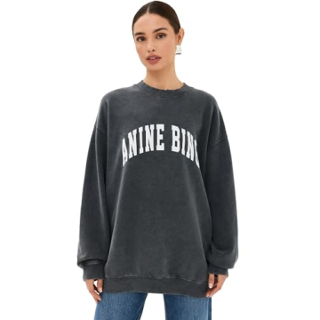 ANINE BING Tyler Sweatshirt in Washed Black for Women