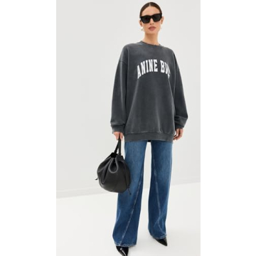 ANINE BING Tyler Sweatshirt in Washed Black for Women