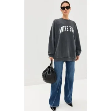 ANINE BING Tyler Sweatshirt in Washed Black for Women