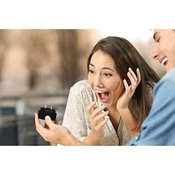 BLUTETE Velvet 2 Slots Jewelry Ring Box Engagement Wedding Box Keepsake Box Bridal Photo Ring Double Slots Octagon (Black)