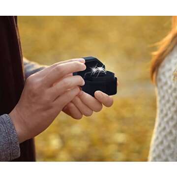 BLUTETE Velvet 2 Slots Jewelry Ring Box Engagement Wedding Box Keepsake Box Bridal Photo Ring Double Slots Octagon (Black)