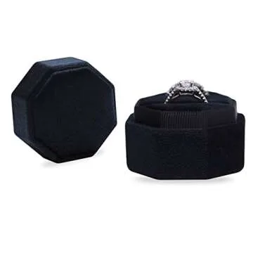 Elegant BLUTETE Velvet Wedding Ring Box for Engagement