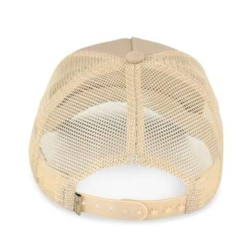 VINTAGE HAVANA Beige Tan Trucker Hats Women White Pearl Embellished Star & Rope | Mesh Adjustable Snapback Hat | Men Women Baseball Cap