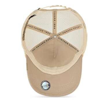 VINTAGE HAVANA Beige Tan Trucker Hats Women White Pearl Embellished Star & Rope | Mesh Adjustable Snapback Hat | Men Women Baseball Cap