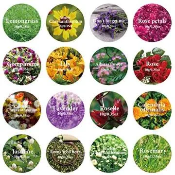 16 Bags Dried Flowers,100% Natural Dried Flowers Herbs Kit for Soap Making, DIY Candle Making,Bath -...