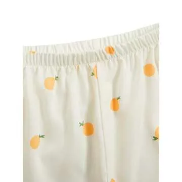 Verdusa Women's 2 Piece Printed Pajama Sets Sleepwear Button Up Shirt with Shorts Orange Beige M