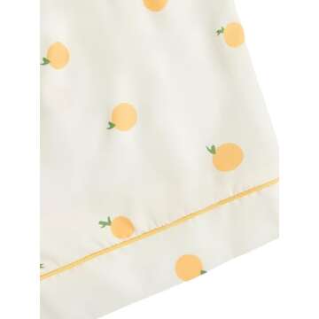 Verdusa Women's 2 Piece Printed Pajama Sets Sleepwear Button Up Shirt with Shorts Orange Beige M