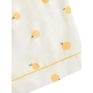 Verdusa Women's 2 Piece Printed Pajama Sets Sleepwear Button Up Shirt with Shorts Orange Beige M