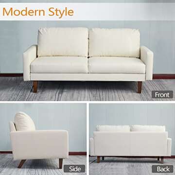 INSTORY Leather Sofa Set Modern Sofa & Loveseat Set 2 Piece Couch Set with Wooden Legs for Living Room, Office - Beige