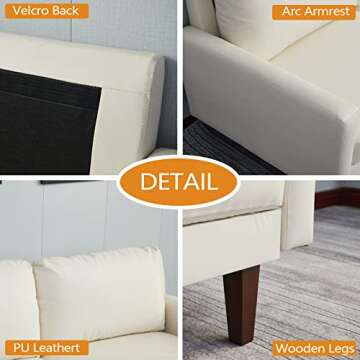 INSTORY Leather Sofa Set Modern Sofa & Loveseat Set 2 Piece Couch Set with Wooden Legs for Living Room, Office - Beige