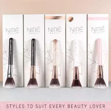 Niré Beauty 15piece Award Winning Pink Makeup Brushes: Pink Makeup Brush Set with Case, Makeup Sponge, Brush Cleaner, Guide, Gift Box