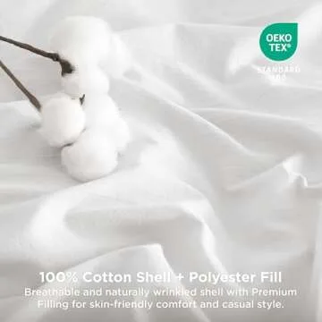 Bedsure Comforter Set King Size - Cotton Fabric with Microfiber Inner Fill, White Soft Bed Set for All Seasons, 3 Pieces, 1 Comforter (104" x 90") and 2 Pillow Cases (20" x 36")