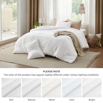 Bedsure Comforter Set King Size - Cotton Fabric with Microfiber Inner Fill, White Soft Bed Set for All Seasons, 3 Pieces, 1 Comforter (104" x 90") and 2 Pillow Cases (20" x 36")