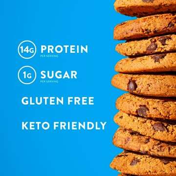 HighKey High Protein Chocolate Chip Cookies- Protein Snacks Keto Snack Healthy Snacks for Adults Gluten Free Snacks Almond Butter Soft Baked Protein Cookies Keto Snacks Individually Wrapped Snacks 6ct