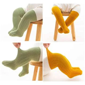 QandSweet Unisex-Baby Knee High Socks Seamless Toddler Boy Girls Cotton Uniform Stockings (0-6 Months, A Lot-6pairs)